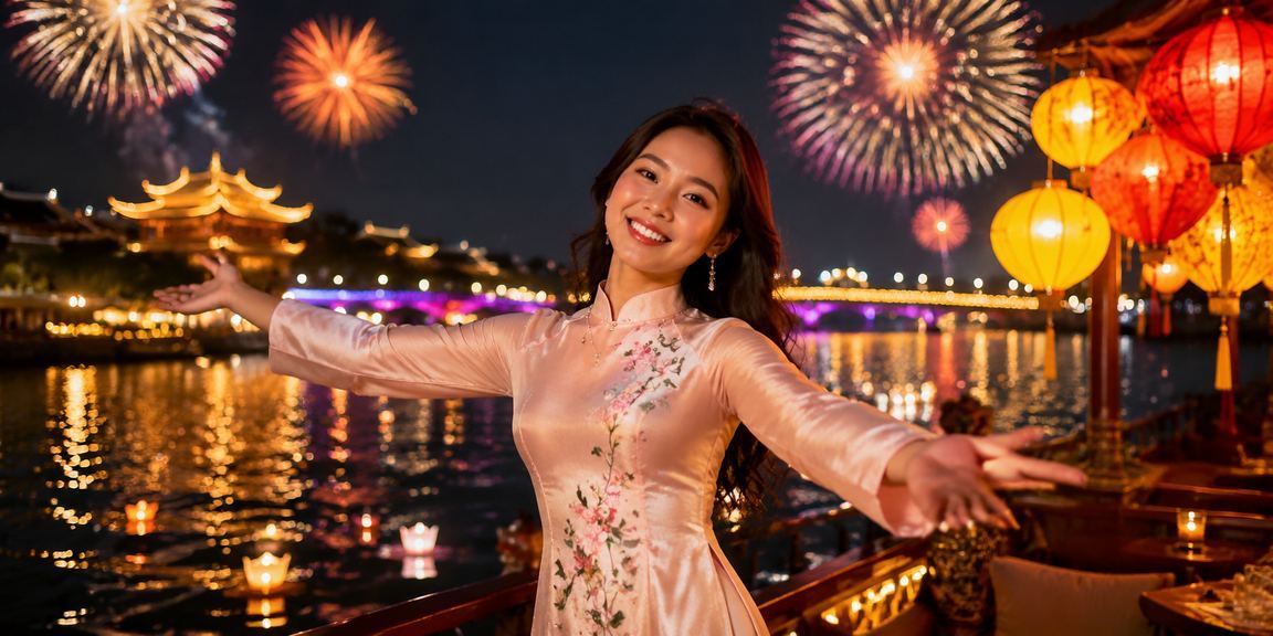 Khung cảnh phố đèn lồng Hội An ban đêm với người chơi sử dụng điện thoại đặt cược trực tuyến
